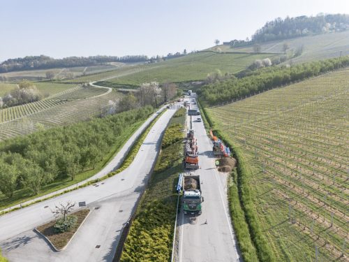 Vista frontale dell'intervento