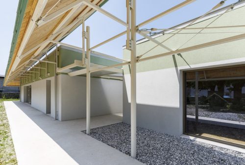 Vista esterna dell'edificio e della sua copertura