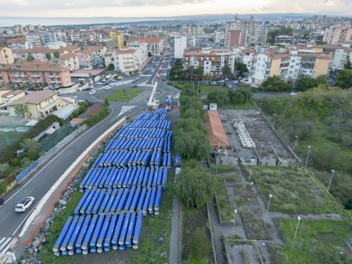 Area dell'intervento e area stoccaggio in città
