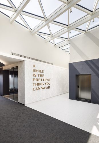 Dettaglio dell'ingresso e area ascensori