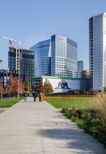 Vista dei volumi dal parco