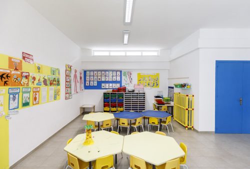 Prospetto interno di un'aula scolastica