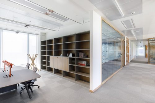 Particolare dell'arredo nei corridoi comuni 