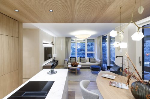 Vista lineare dell'appartamento dalla cucina